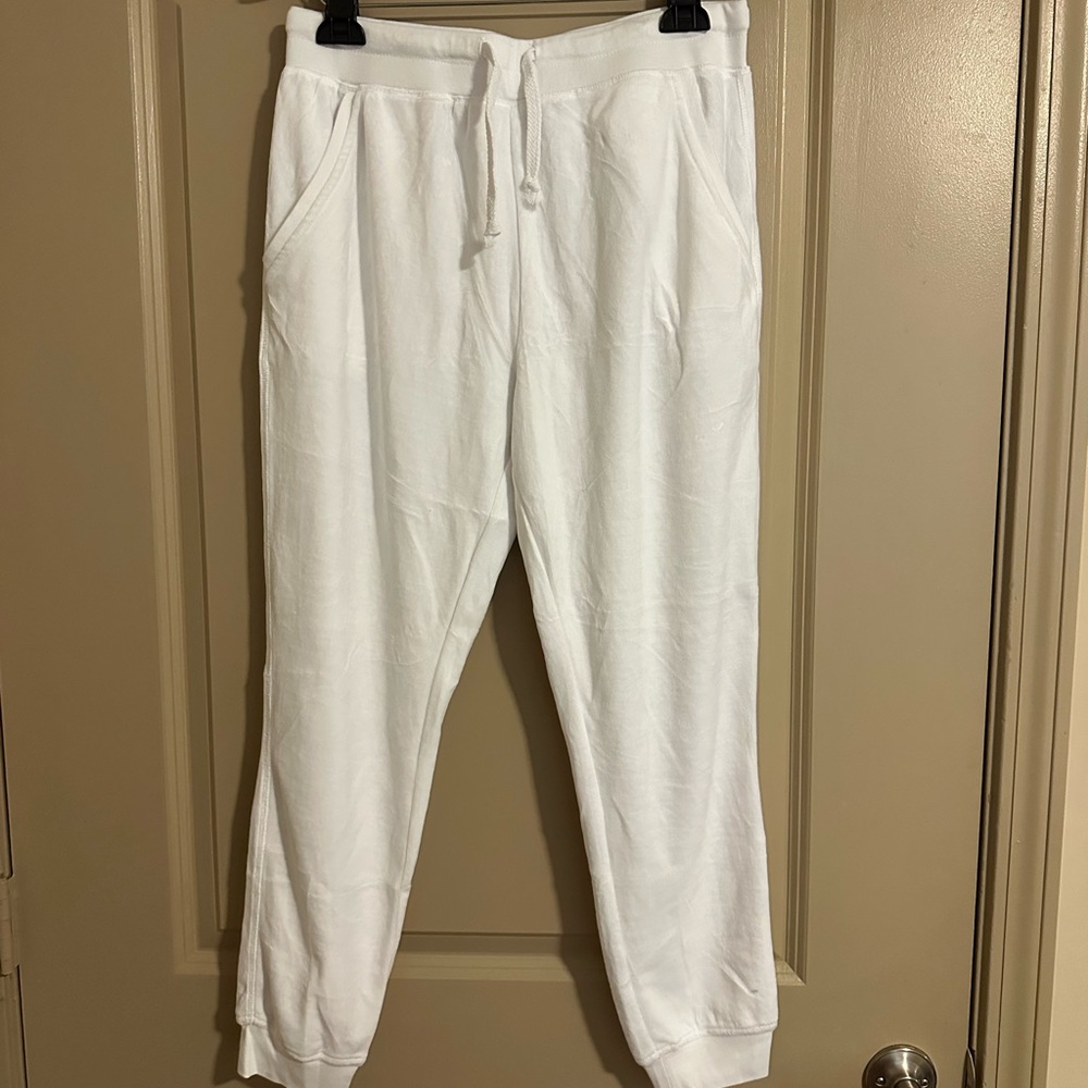 White Velour Jogger Sweatpants